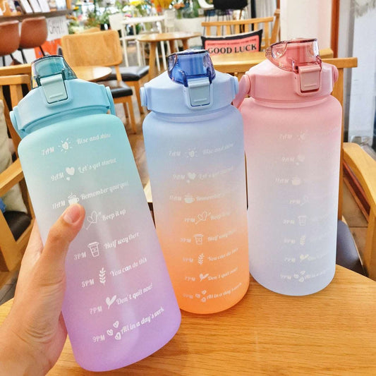 2000mlI Sports Water Bottle with Time Marker for Outdoor Fitness Travel Portable Leakproof Drinkware Plastic BPA Free Drink Cups SF Traders