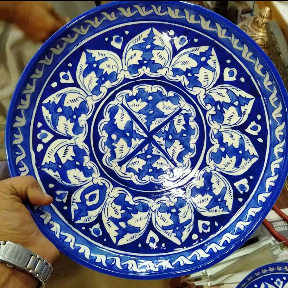 Blue Pottery 10 Inches Plate Turkish made Hand SF Traders