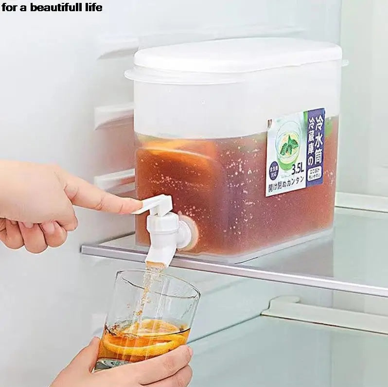 3.5L Beverage Drink Dispenser in Refrigerator Large Capacity Cold Water Pitcher Fruit Drink Dispenser Beverage Container for Kitchen Home Party Bar