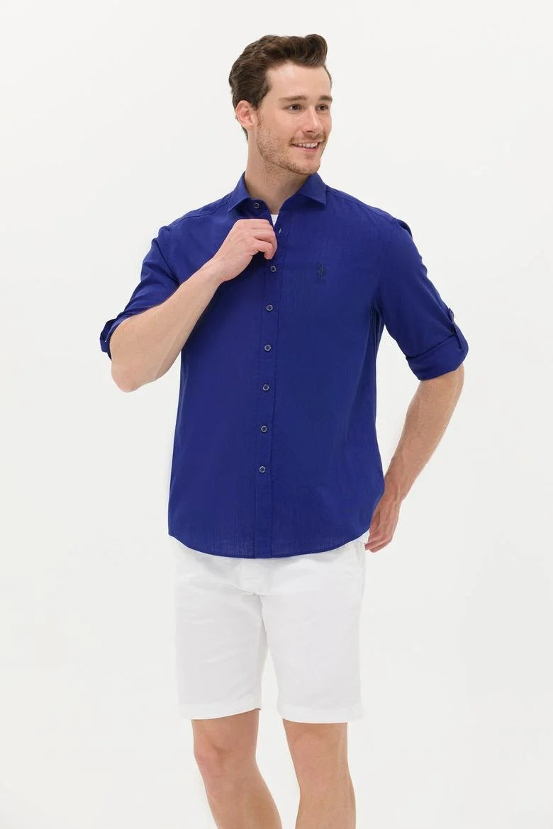 Men's Blue Long Sleeve Basic Shirt SF Traders