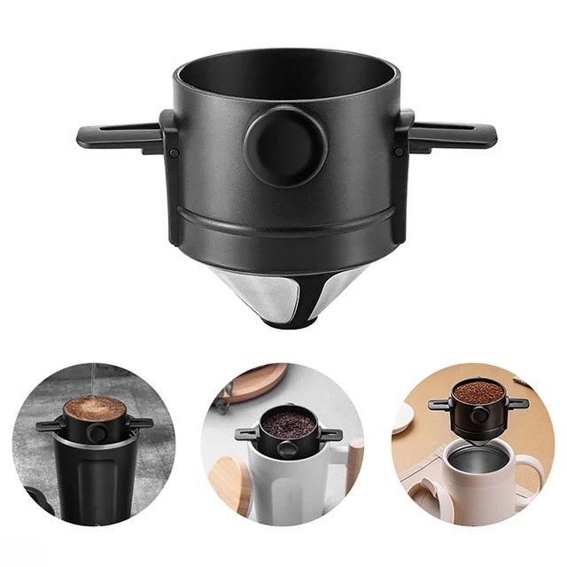 Portable Coffee Filter Reusable Funnel Tea Infuser Stainless Steel Drip Coffee Tea Dripper For Home Office Outdoor Travel